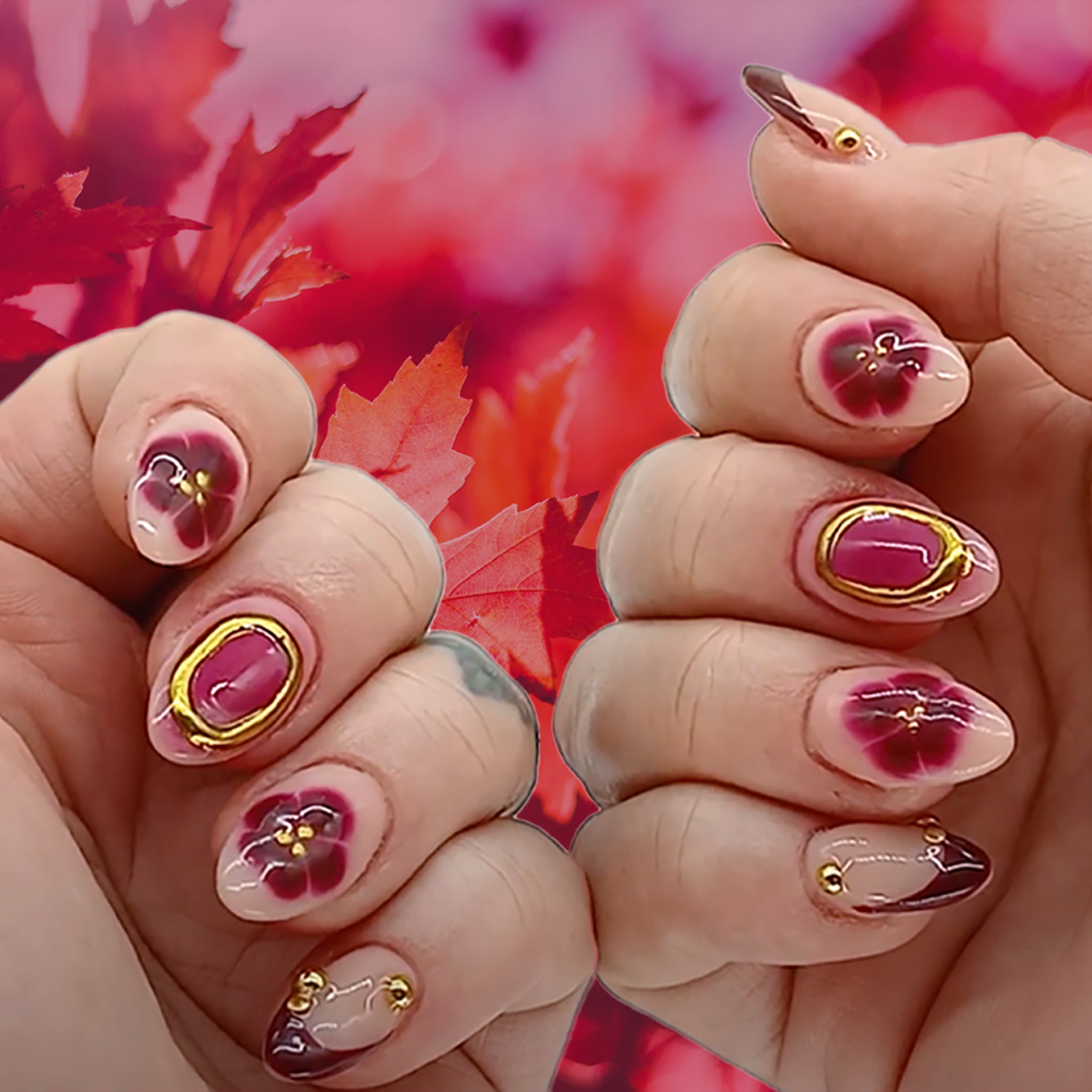Autumn Nails Are Back: BURGUNDY & GOLD CHROME 🍁✨