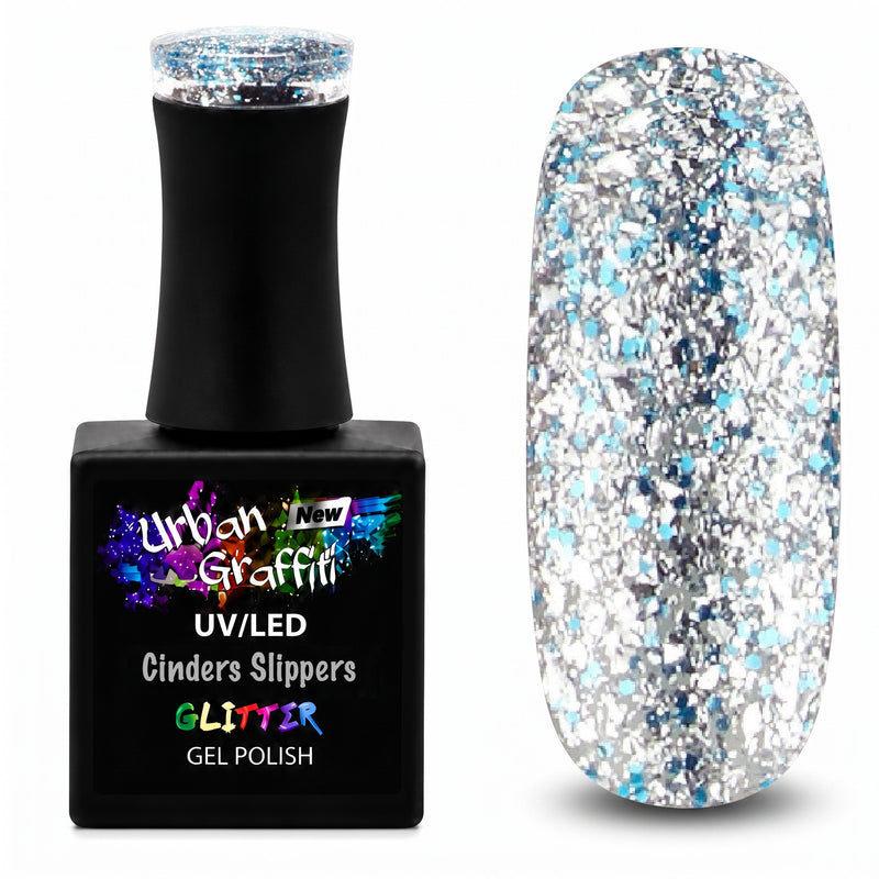 Chaussons Cinders - UGGP-A0908 Urban Graffiti Vernis Pailleté Argent et Bleu 15ml