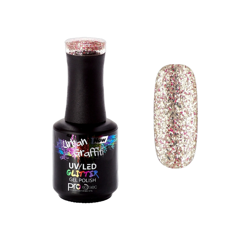 Cosmic Love - UGGP-A0916 Urban Graffiti Guld og Rød Glitter Gel Neglelak 15ml
