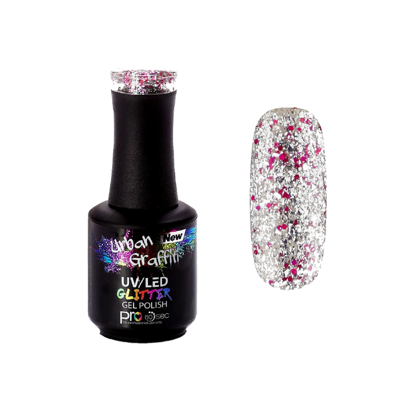 Dance Floor - UGGP-A0909 Pink and Silver Glitter Gel Polish Urban Graffiti 15ml