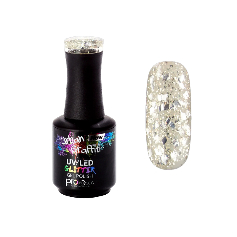 Diamond Eyes - UGGP-A0923 Urban Graffiti Sølv Glimmer Gel Neglelak 15ml