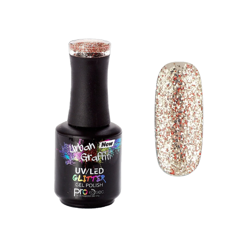 Tinsel Town - UGGP-A0913 Urban Graffiti Guld og Rød Glitter Gel Neglelak 15ml