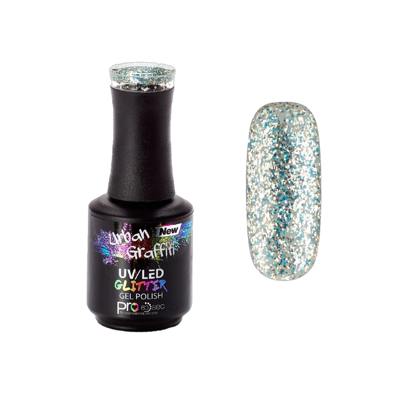 Winter Waterfall - UGGP-A0912 Urban Graffiti Blå og Sølv Glitter Gel Neglelak 15ml